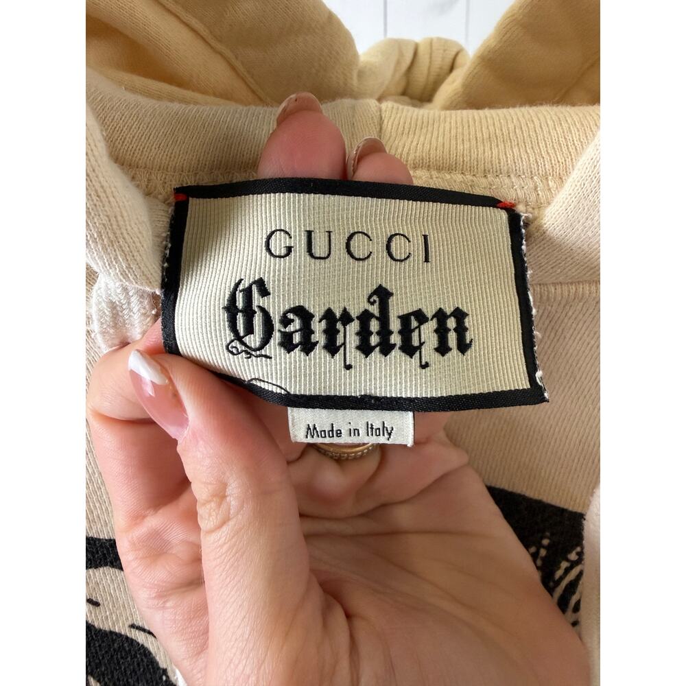 Gucci Cream Black Cotton Pullover Hoodie Women's Size S - Picture 2 of 4